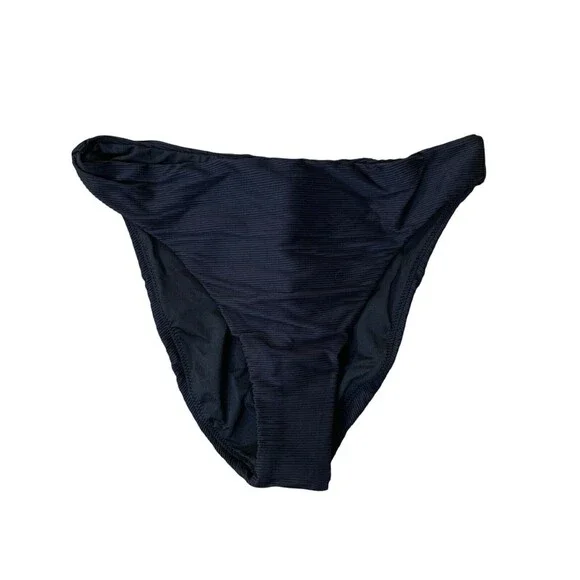 J. Crew Ribbed High Rise Cheeky Bikini Bottom Women’s Sz Small Black BE808 New! - Picture 1 of 6